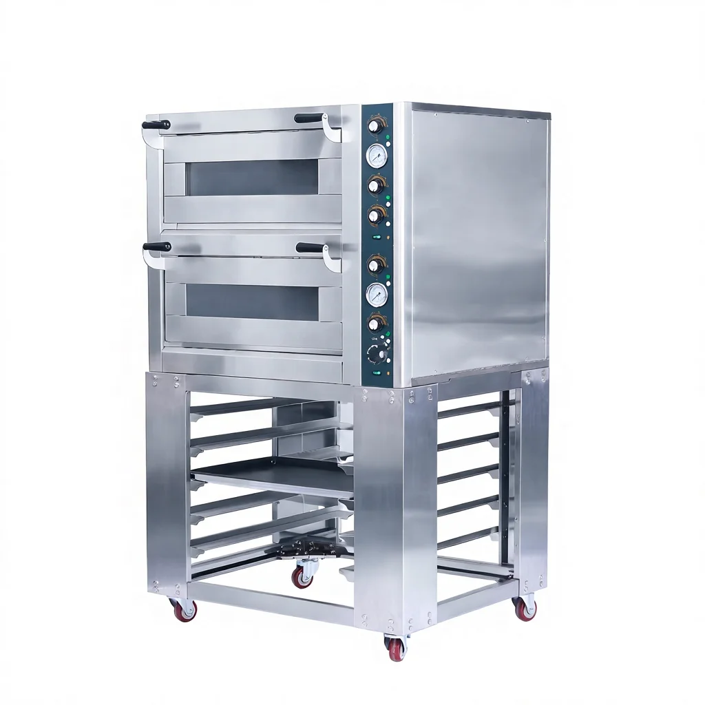 

WOOMASTER New Electric Double Deck Pizza Oven Stainless Steel 8.4kW 220-240V 1 Year Warranty for Baking Flours