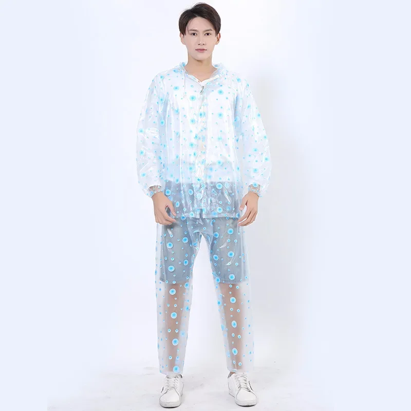 Jas Hujan Siswa Lengan Panjang Motif Gelembung Man Boy dengan Setelan Celana Panjang Set Tahan Air Tahan Hujan