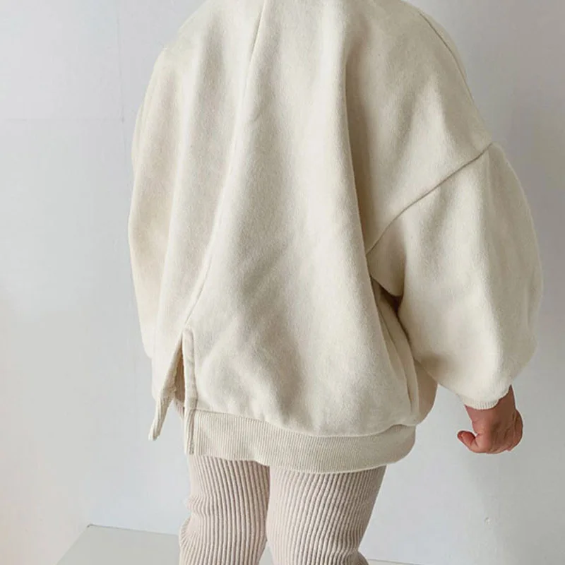 2024 Winter New Children Long Sleeve Warm Sweatshirt Cute Cake Print Girls Fleece Sweatshirt Kids Boys Plush Velvet Tops Clothes