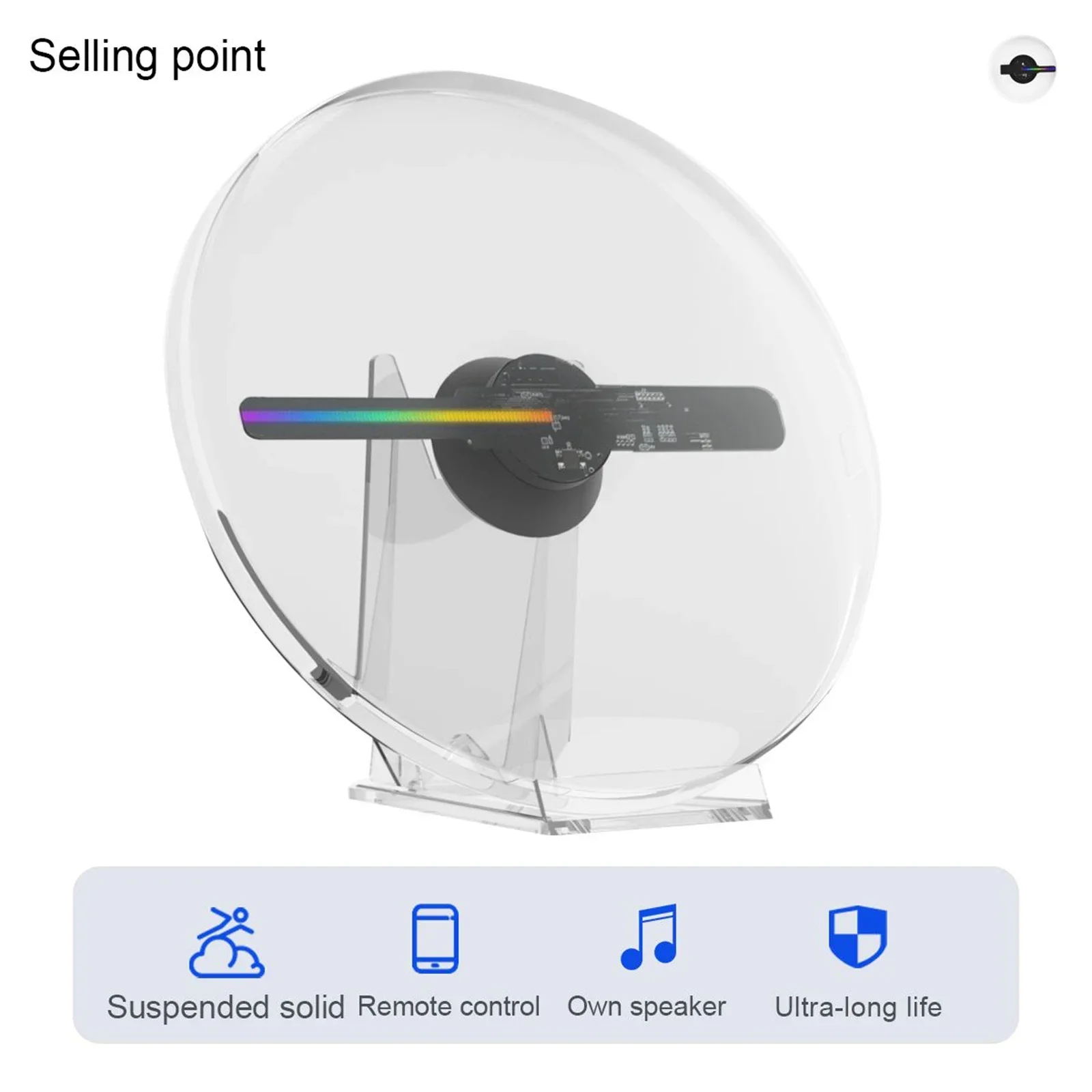 Nuove luci pubblicitarie Proiettore olografico 3D Naked Eye Ventola LED con altoparlante Telecomando Trasferimento PC Riproduzione immagini Video