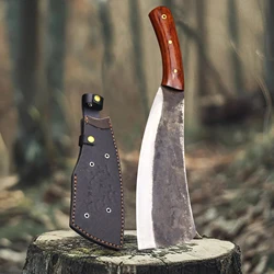 Japanese handmade forged high carbon steel 8mm upgraded and thickened integrated Tang sharp wood cutter, jungle logging knife