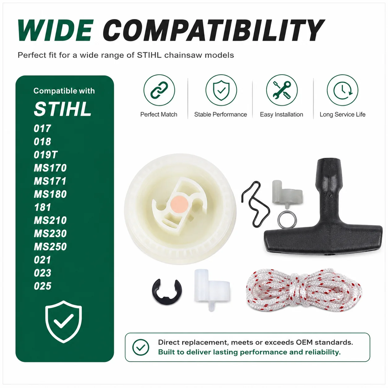 Starter Recoil Pawl Rope Kit For STIHL 017 018 019T MS170 MS171 MS180 MS181 Replaces 1123 195 0400 0000 958 0923 Saw Parts