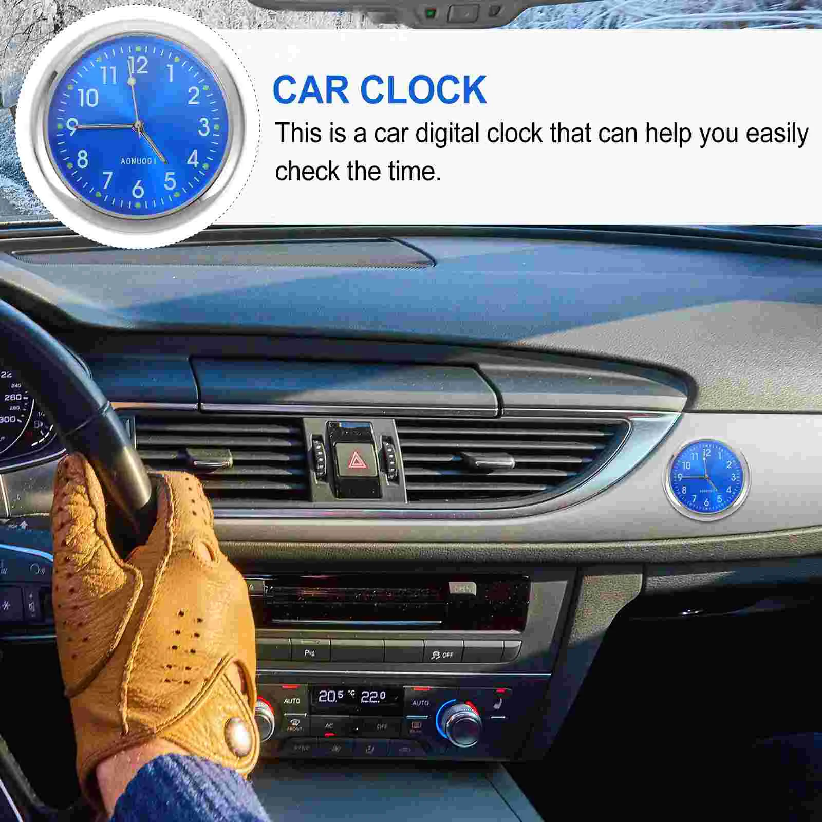 Car Clock Mounted Dashcam Small for Dashboard Quartz Steel Vent Clocks Luminous