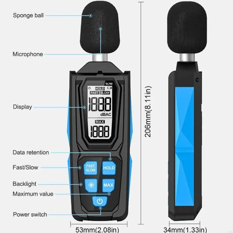 

Управление L9BE Sonometer 30–130 дБ с регулируемой скоростью высокой точностью шумомерного детектора.