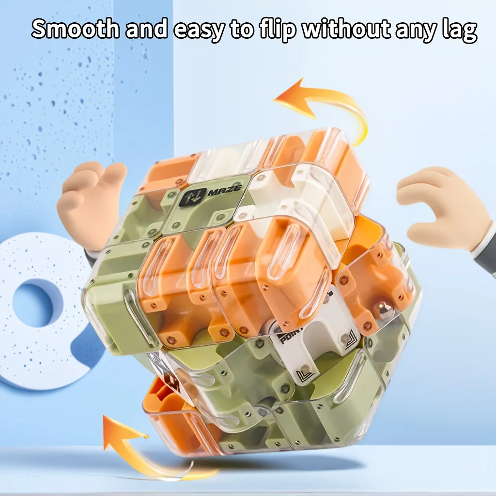 3D Maze Cube Puzzle Toy with Beads - Spatial Awareness & Problem-Solving Game, Enhances Concentration & Critical Thinking Skills