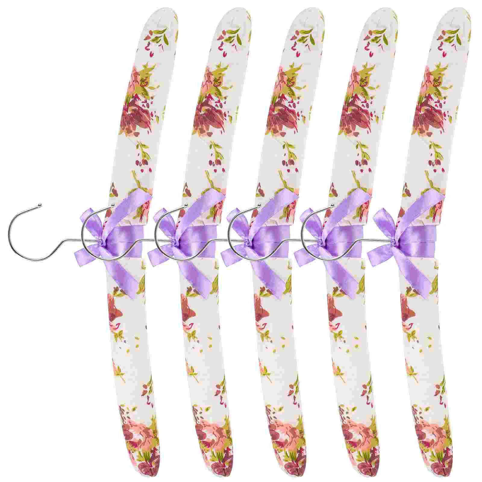 5 Pcs Cloth Floral Hanger Dress Hangers Padded Suit Racks Clothes Coat Anti-skid Shop Cotton Clothing