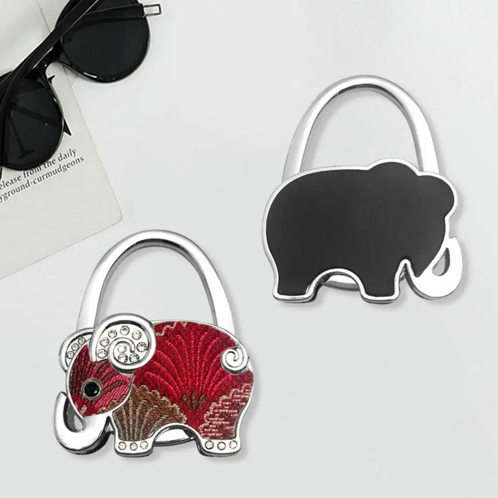 Elefanten-Handtaschenhaken, faltbarer Taschenhaken, Taschenaufhänger aus Legierung mit rutschfester Basis, tragbarer Tischtaschen-Geldbörsenhaken, Schlüsselanhänger