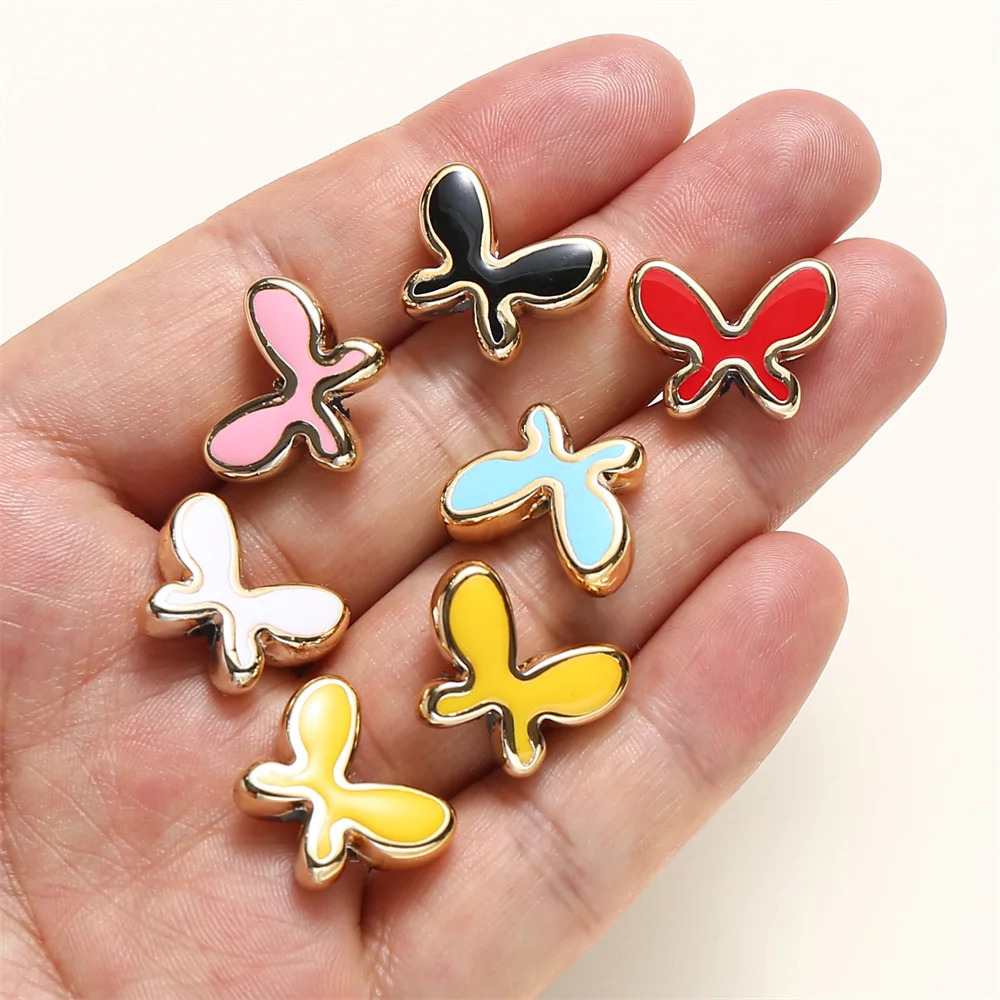 10 Stück 20 Stück 15x19mm Niedliche Schmetterling-Acrylperlen mit Goldrand in Bonbonfarben Lose Perlen für DIY-Halsketten, Armbänder und Schmuckzubehör – Detail 2