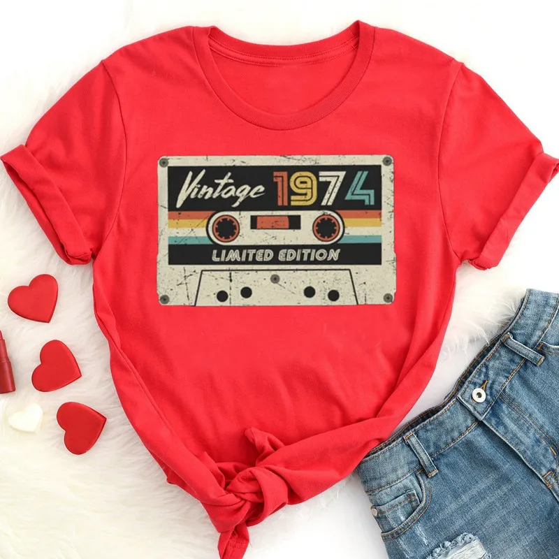 T-shirt cassette vintage 1974 fabriqué en 1974, cadeau pour papa spinal, idée de 48e anniversaire, chemise classique en coton, y2k