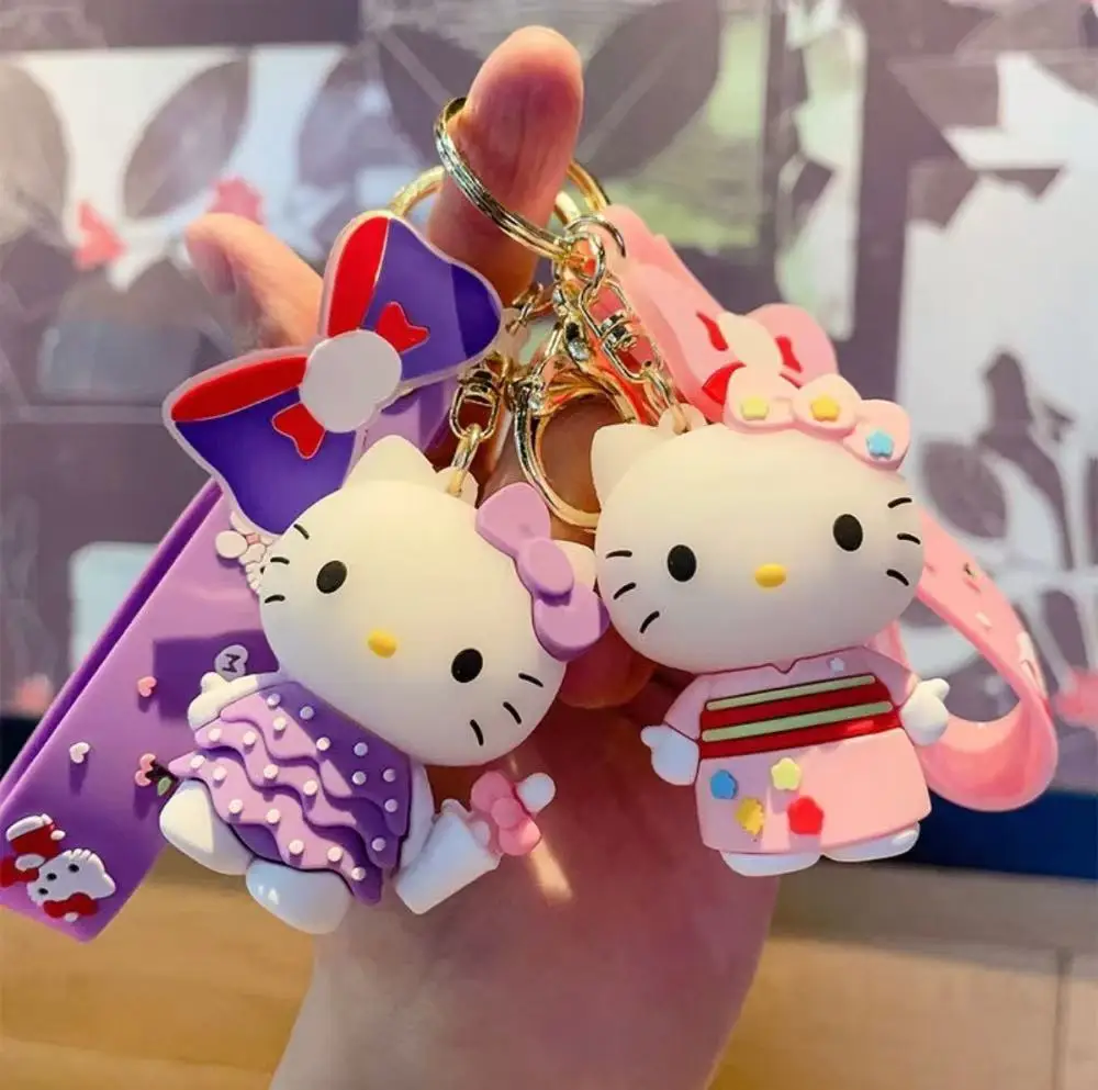 MINISO Sanrio Hello Kitty Keychain Kawaii Anime Key Accessories Cartoon anime Cat bag pendant Car key chain Creative gifts