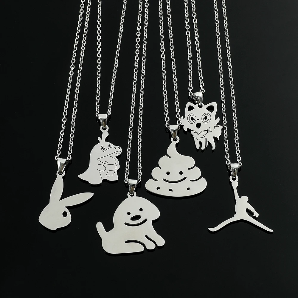 مجموعة قلادة على شكل حيوانات غريب الأطوار - قلادة على شكل قطة/كلب/ديناصور، هدية مجوهرات مرحة للبالغين، إكسسوارات لطيفة لمحبي الحيوانات الأليفة