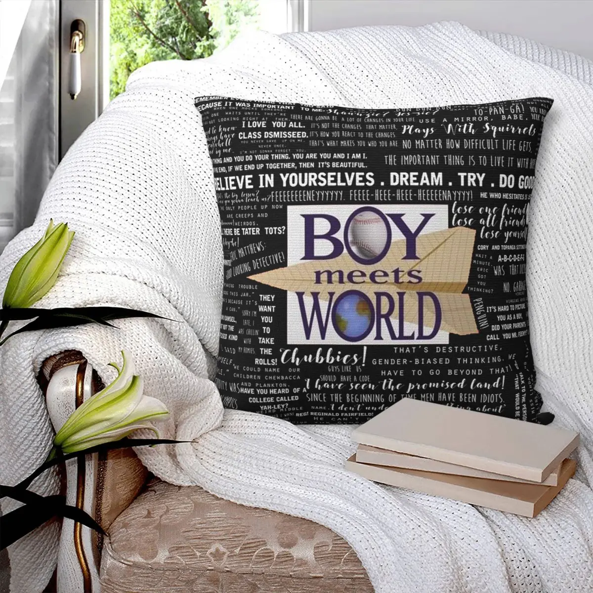 Boy Meets World Memorable Quotes Square Pillowcase Pillow Cover Cushion Zip Decorative Comfort Throw Pillow for Home Living Room