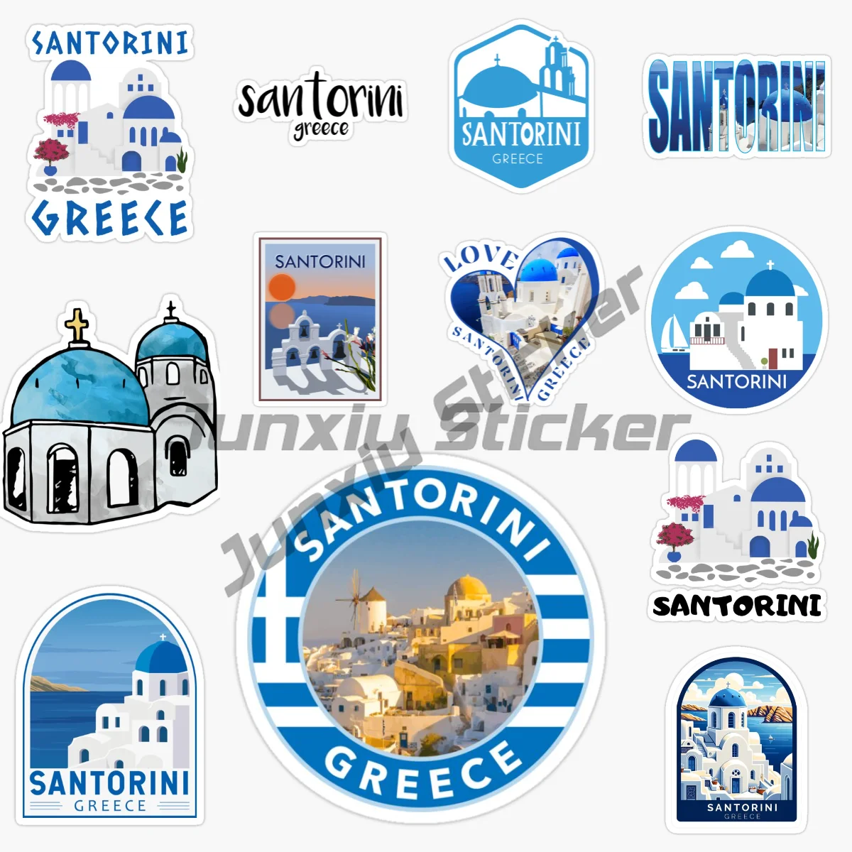 Santorini Greece The Largest Island in The Aegean Sea Santorini Island Scenic Car Sticker Vinyl Self-adhesive Decorative Cover