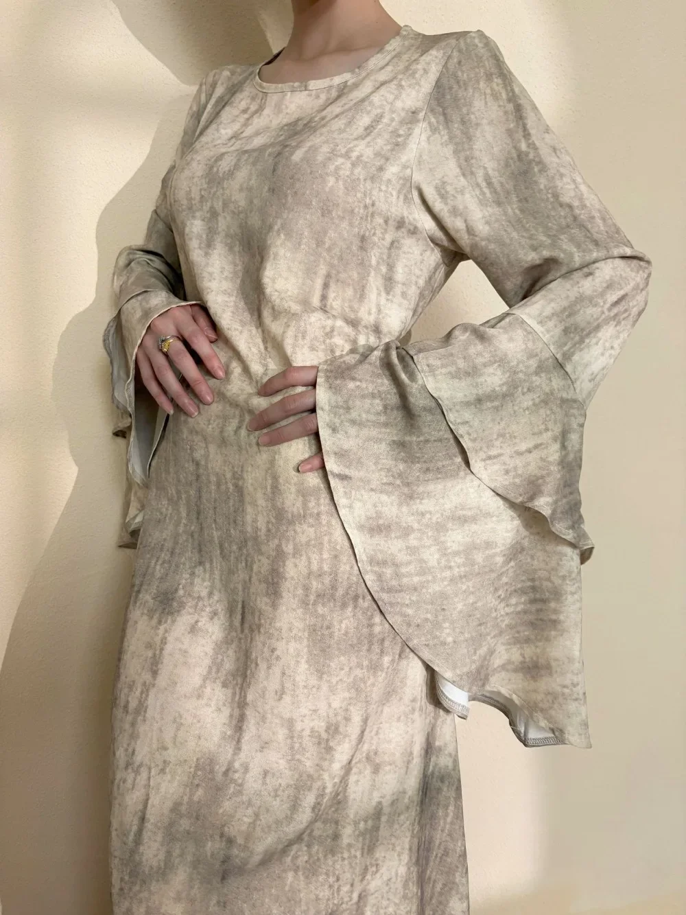 Eid vestido feminino muçulmano abaya manga dupla alargamento festa jalabiya ramadan vestidos longos bandagem vestidos largos árabe robe kaftan