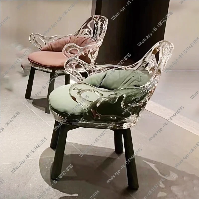 

Xx Transparent Makeup Stool Acrylic Minimalist Modern Nordic Designer Casual Dining Stool Bedroom Foot Stool