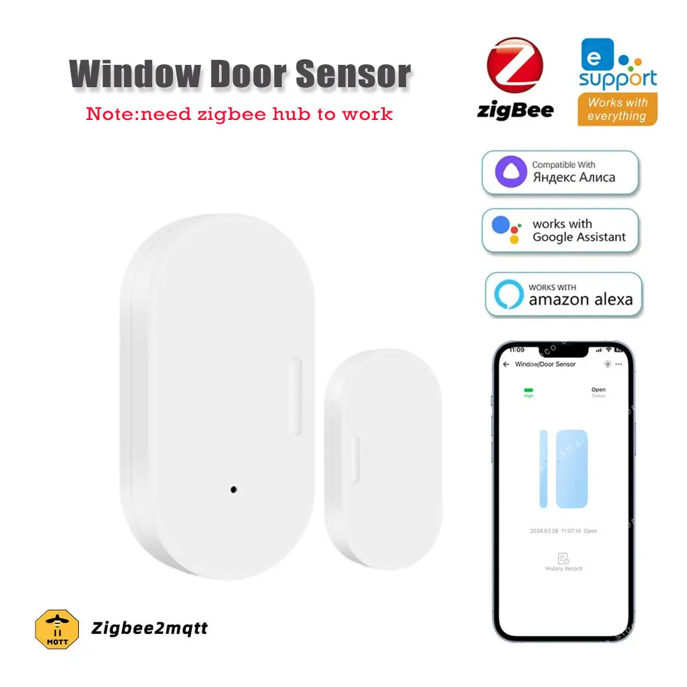 Zigbee Door Window Sensor for Smart Home Burglar Alarm Automation Ewelink Remote Control For Alexa,Google Home,Zigbee2Mqtt,