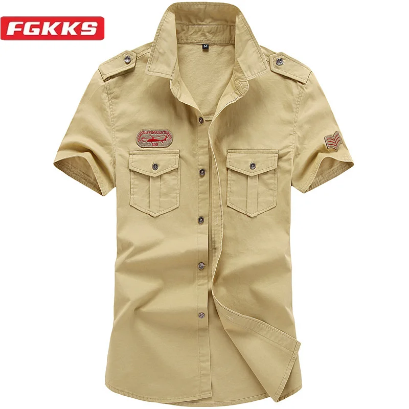 

FGKKS 2024 Outdoor Casual Shirt For Men Solid Color Fashion Breathable Short Sleeve High Quality Design Casual Shirt For Men