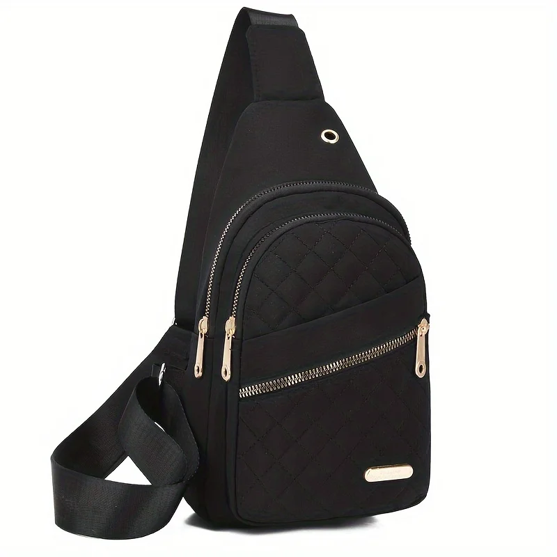 Mochila acolchoada Argyle, bolsa de peito crossbody de viagem esportiva casual, alça de ombro ajustável, pochete com vários bolsos