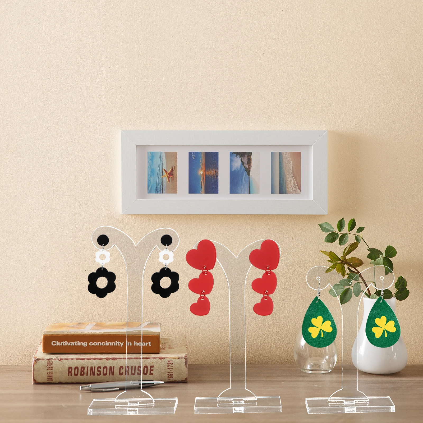 

3Pcs Earring Display Rack Stylish Acrylic Design for Earrings Storage and Display Countertop Drop Earrings Organizer Holder