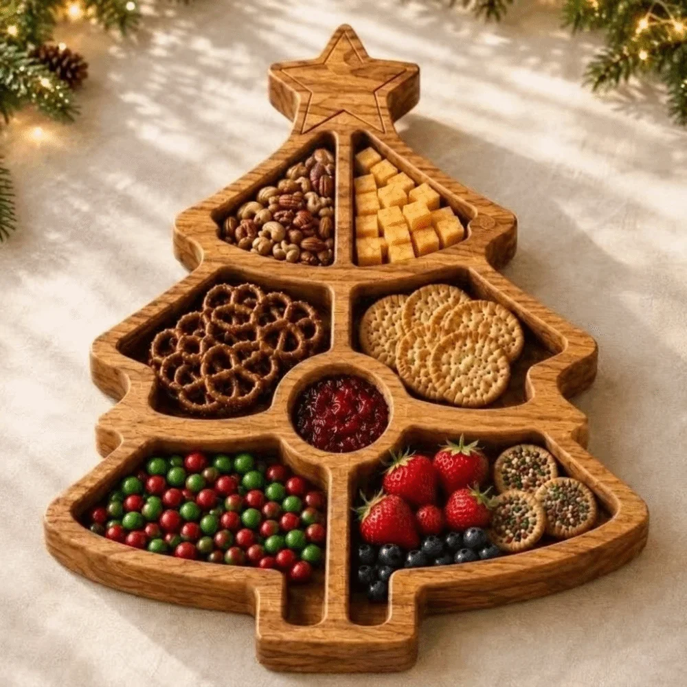 Houten Kerstboom Serveerschaal - Food Storage With Dividers recensie en prijs