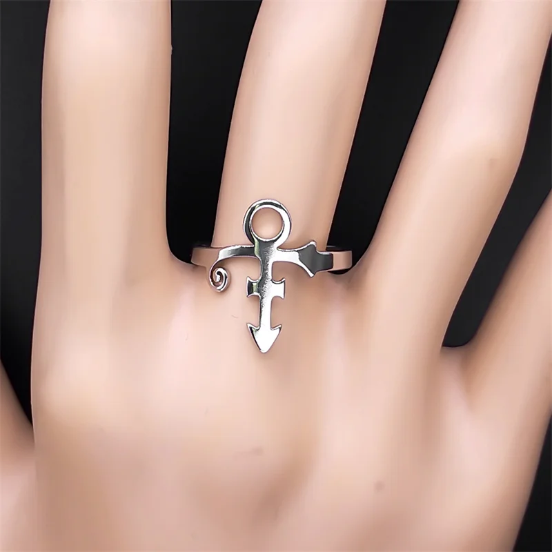 RIP Memorial Symbol Love Logo Steampunk Stainless Steel Ring for Women The Minimalism Artist Love Symbol Prince Rings Jewelry