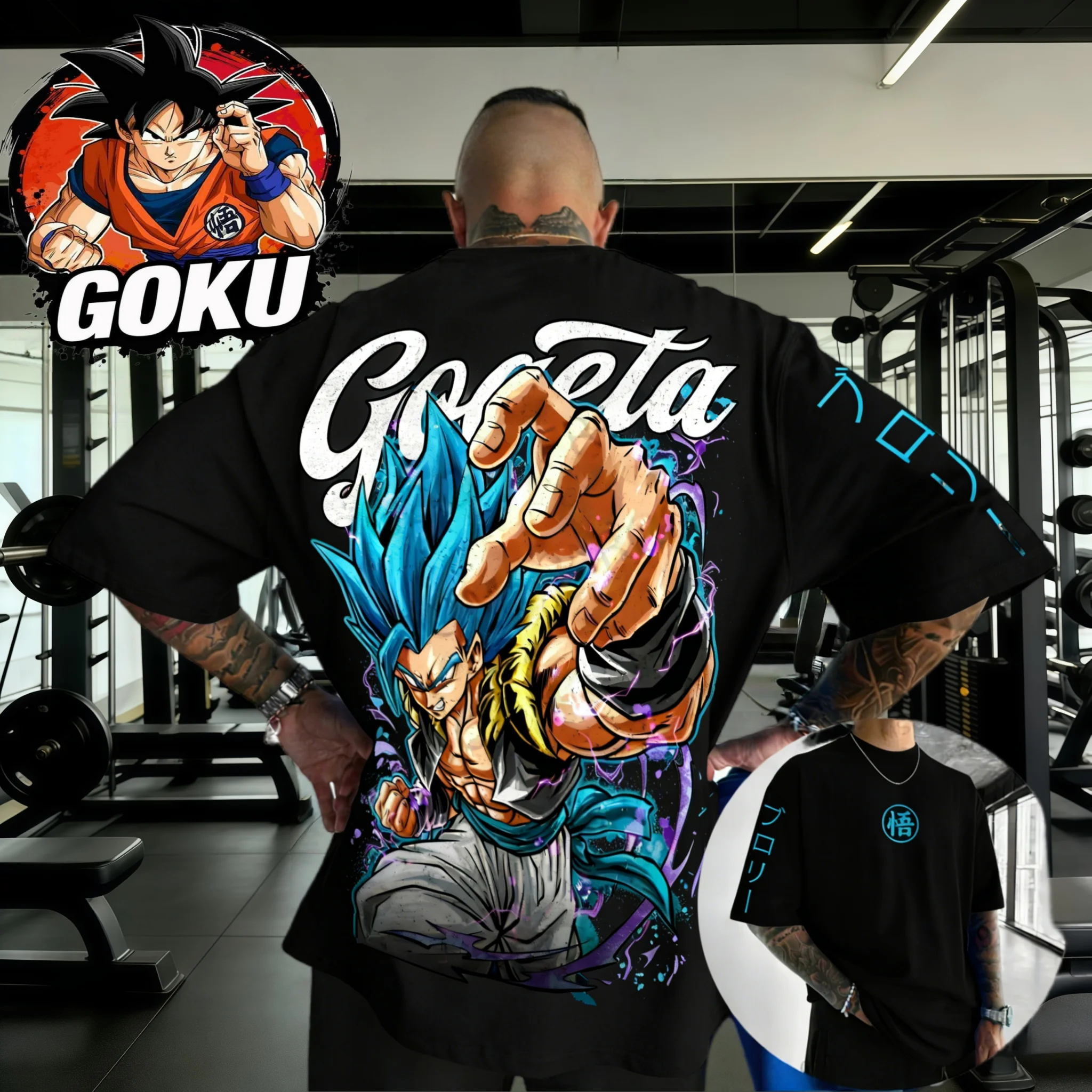 2026 Summer Dragon Ball  Gym T-shirt 100% Cotton Gogeta Blue Print Oversized Fitness Streetwear for Men Women Adults & Kids