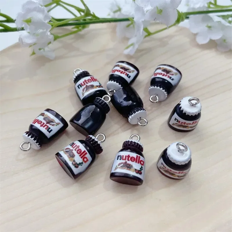 10Pcs Kawaii 3D Bread Jam Resin Pendants Simulation Jam Bottle Charms DIY Decor Supplies For Necklace Earrings Keychain