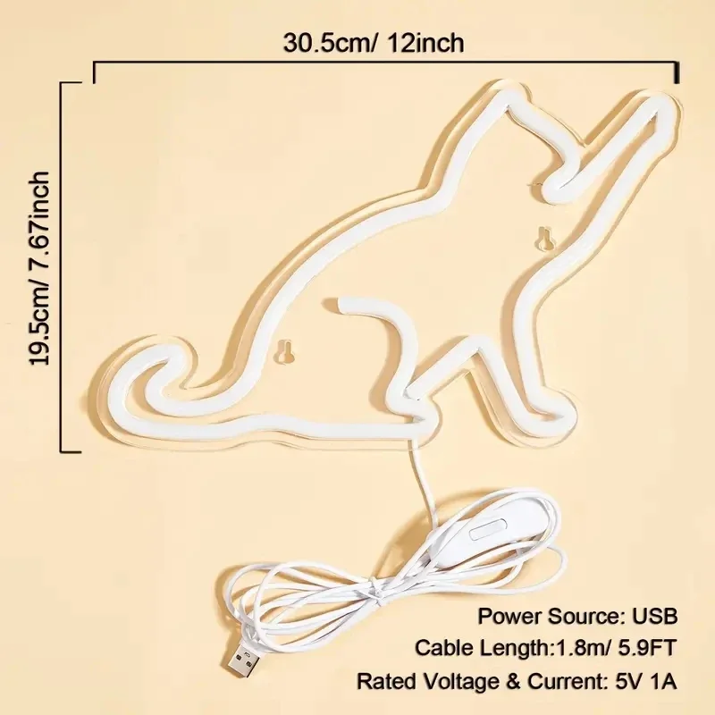 Katze LED Neon Schild USB Powered Nachtlicht, 3D Wand Kunst Dekor für Schlafzimmer Wohnzimmer Lampe Urlaub Geschenk für Kinder Kinder Mädchen