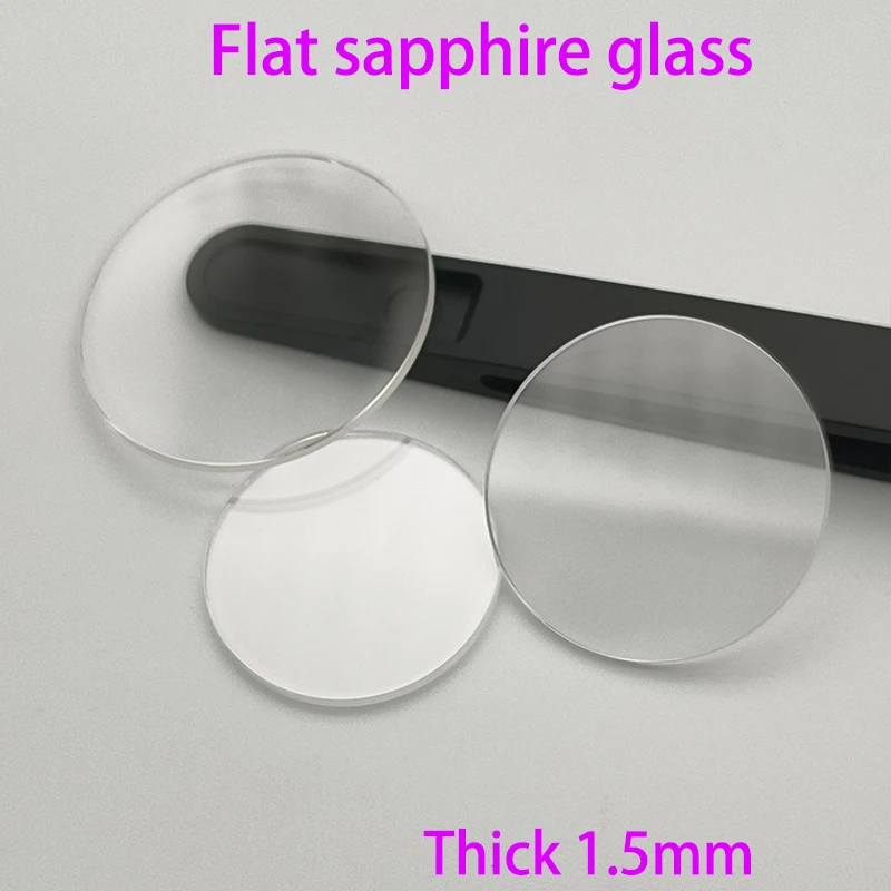 Flat Sapphire Glass Thickness 1.0/1.2/1.5mm Dia 20-38mm Circular Transparent Crystal Mineral Glass Watch Part Replace