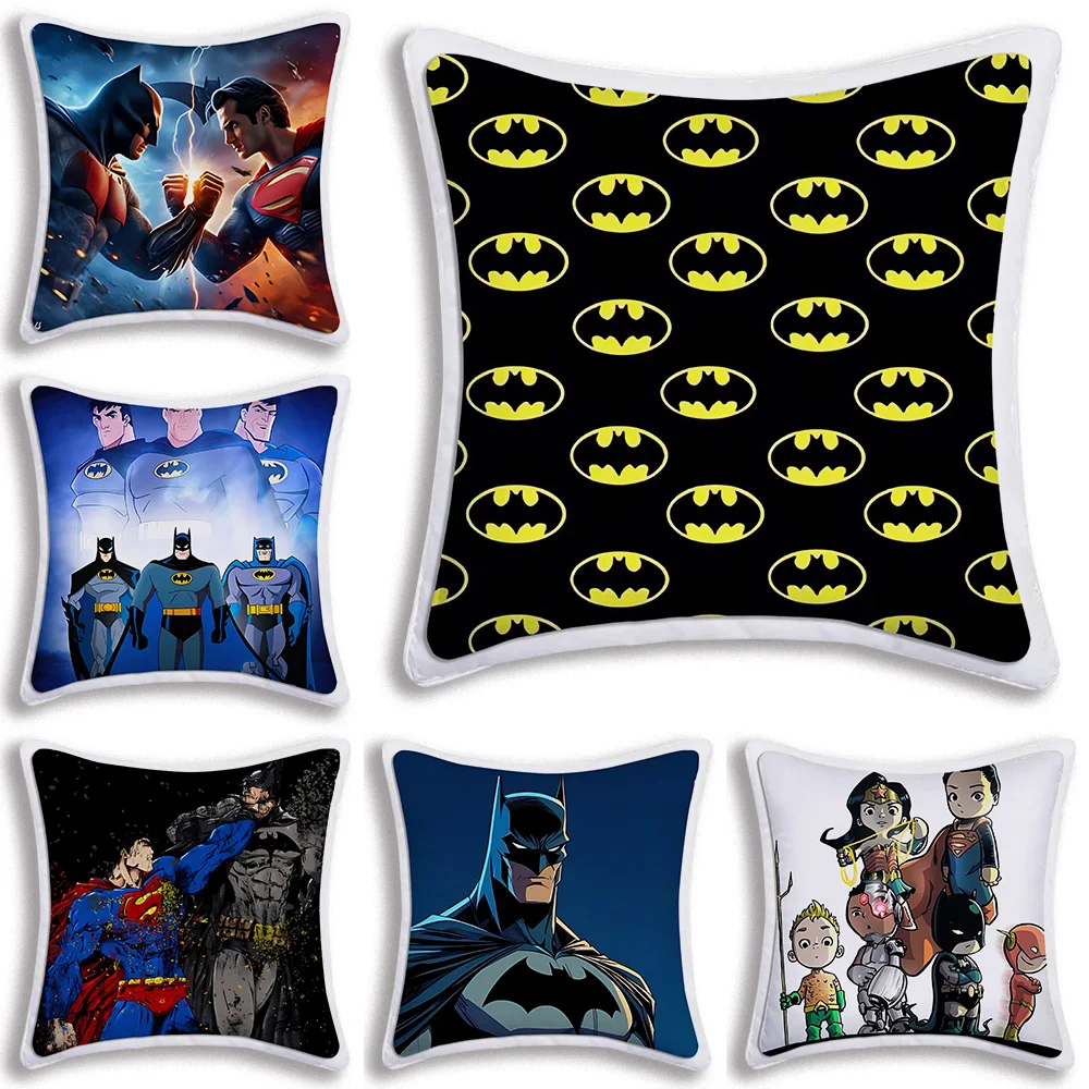 Superhelden Batmans und Superman Kissen bezüge Cartoon Sofa dekorative Home doppelseitigen Druck kurze Plüsch niedlichen Kissen bezug