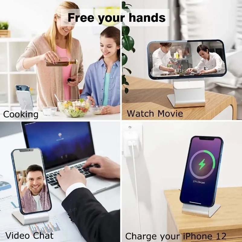 เดสก์ท็อปโทรศัพท์มือถือขาตั้งอลูมิเนียมโต๊ะผู้ถือ Dock สําหรับ Magsafe Charger สําหรับ iPhone 16/15/14/13/12 PRO MAX (ไม่รวม Charger)