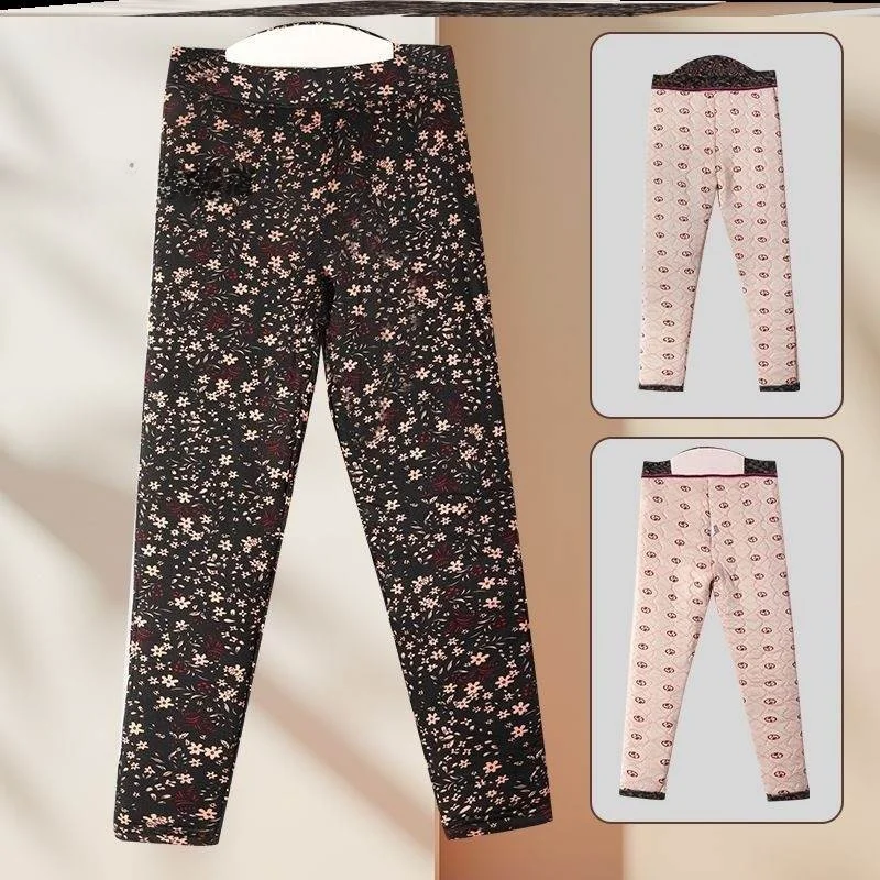 

New Thiened Silk Cotton Pants for Middle-Aged And ly People Winter Special Thi Printed Warm Trousers High Waist Home...
