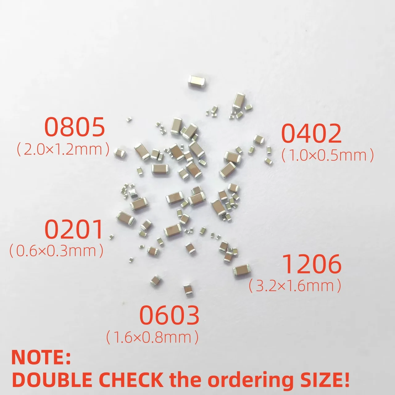 50pcs/100pcs SMD Ceramic Capacitors 0201 0402 0603 0805 1206 1uF 2.2uf 3.3 4.7uF 10uF 22uF 47uF 6.3V 10V 16V 25V 50V 100V X5RX7R image 2