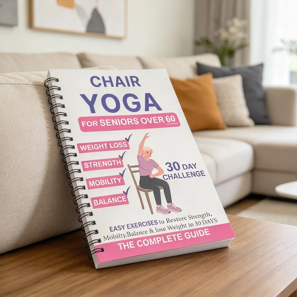 Chair Yoga English Spiral Book for Seniors Over 60,30-Day Gentle Workout ImproveBalance Mobility Weight Loss Guide Free Shipping