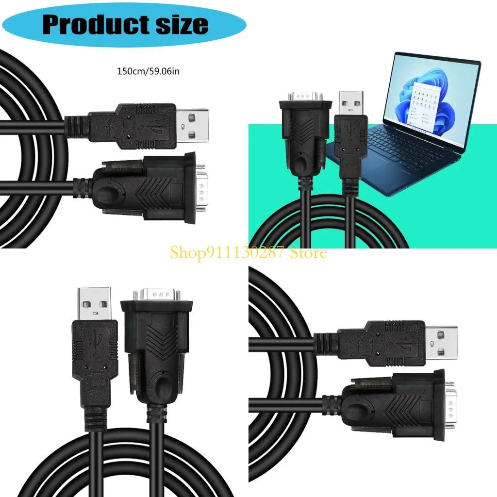 

J1HC USB to RS232 Adapter USB Male to RS232 9Pin Male Serial Converter Cable for Cashier Register Modem Scanner Digital Camera