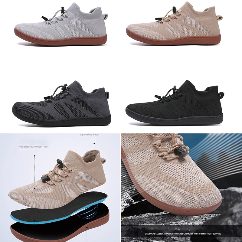 

New Unisex Wider Shoes Brand Flats Soft Zero Drop Sole Wider Toe Sneakes Breathable Mesh Men Barefoot Wide-toed Shoes Large Size