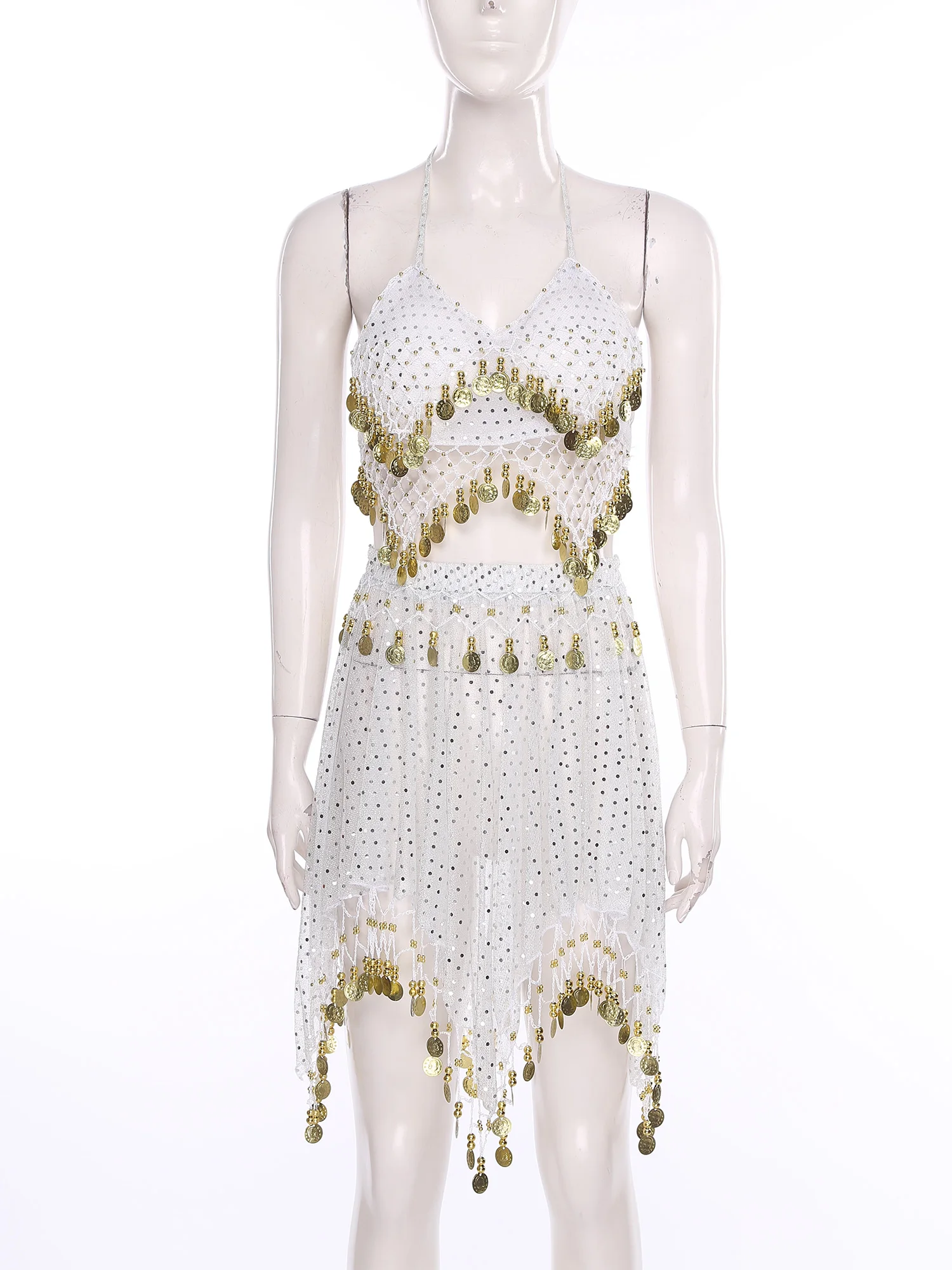 ملابس الرقص الشرقي النسائية كرنفال Dancewear شرابة مطرزة الدانتيل متابعة المحاصيل الأعلى تنورة لأداء الرقص الشعبي الهندي #3