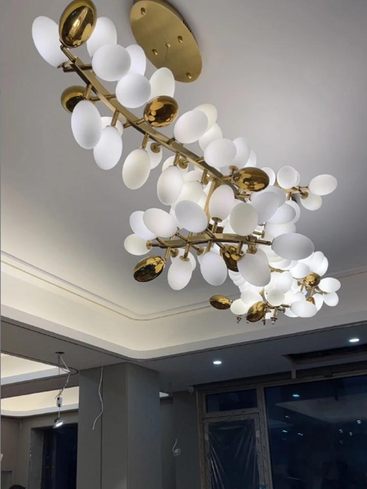 Gold Grape Chandelier Design Glass Pendant Lights Nordic Living Room Dining Room Lustre Kitchen Hanging Light Pendant Lamps