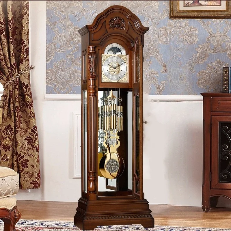 European style, living room, floor clock, movement, classical, swing, bronze bell, Chinese style, creative, vertical