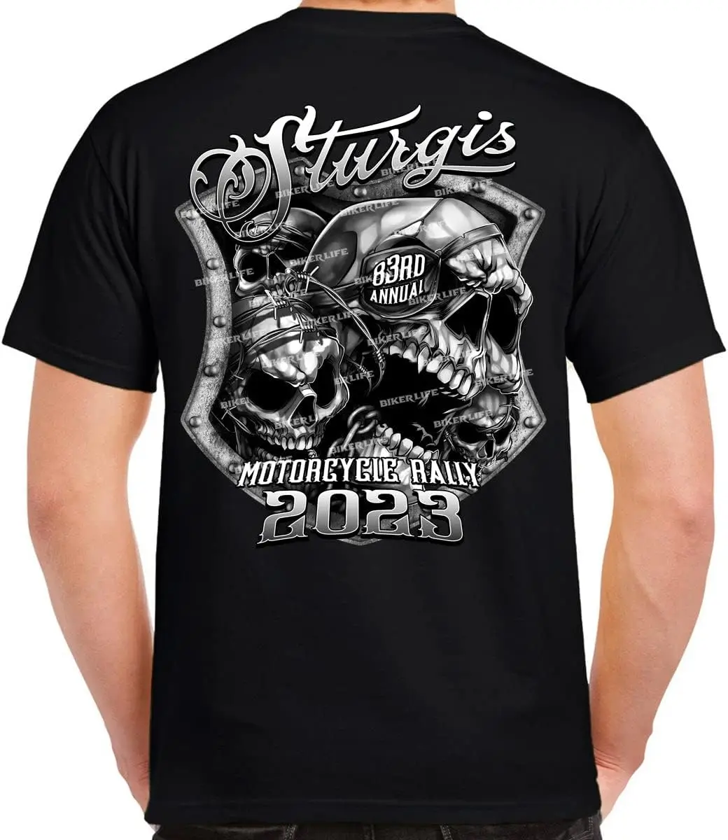 2023 Sturgis Motorcycle Rally Medieval Skull Shield T-Shirt