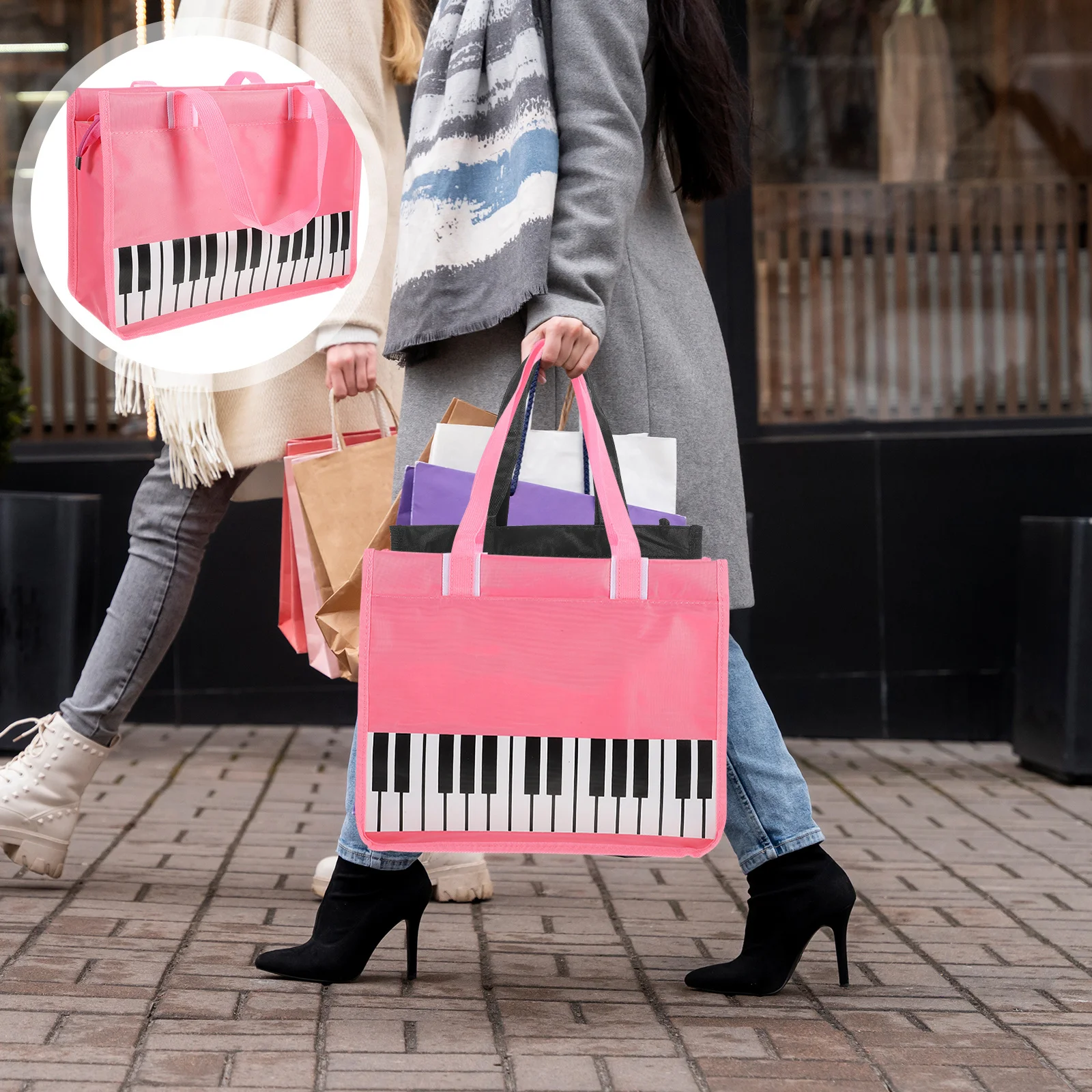 

Piano Key Handbag Large Music Sheet Storage Bag Fashionable Portable Score Container for Violin Guitar Ukulele Notes