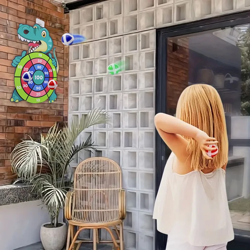 Conjunto de bola de alvo pegajosa infantil com tema de dinossauro, brinquedo de dardo interativo pai-filho, pode exercitar capacidade de coordenação olho-mão