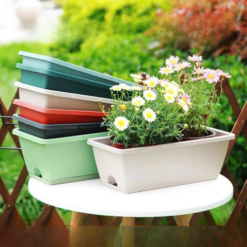 

Длинные прямоугольные горшки для посадки овощей, пластиковые цветочные горшки для балкона, садоводства, горшки для растений, кухонные садовые горшки