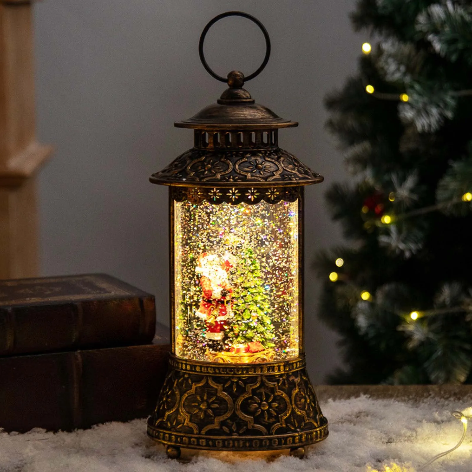 

Christmas Musical Snow Globe Lantern Decorative Night Light Christma Gift Christma Decoration for Xmas Desk Window Holiday Decor