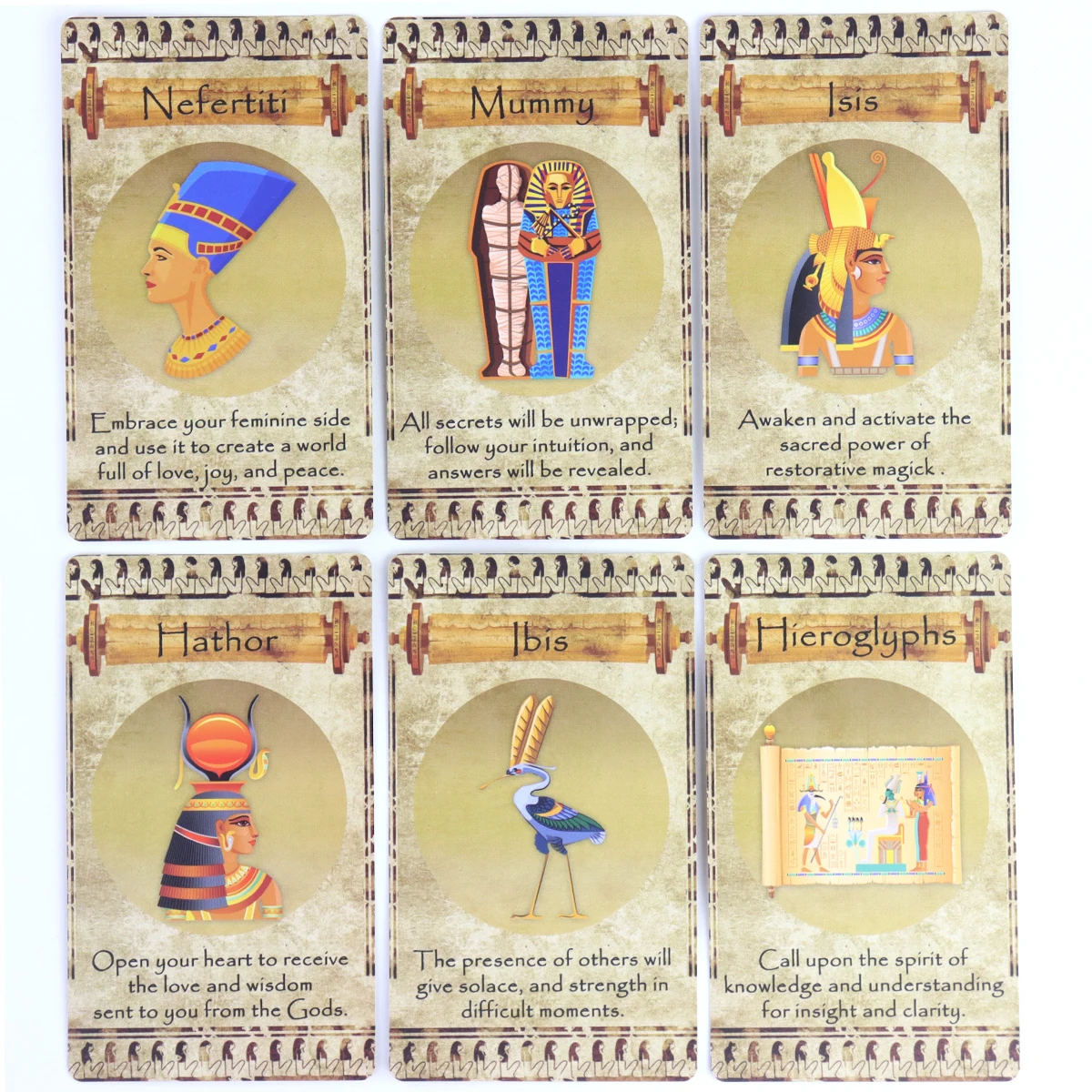 EGYPTIAN ORACLE 20 Cards, Inspirational Deck 12*7cm with Messages From The Divine Spirit of Egyptian Gods