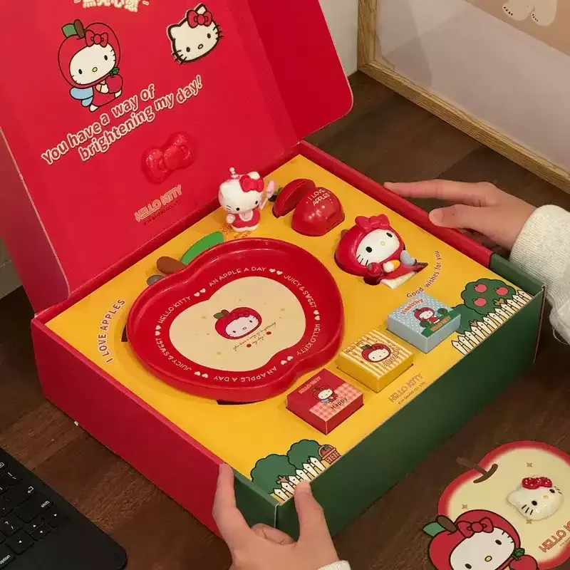 

Подарочный набор Sanrio Cute Apple Hello Kitty для ароматерапии, настольный декор, ночник, подарок для девочки на день рождения, рождественский подарок, игрушка