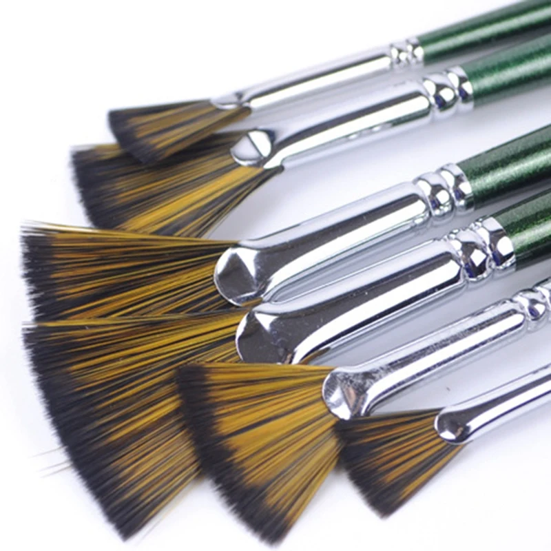 MONET 6 шт./компл. набор нейлоновых кистей в форме веера, гуашь, художественные принадлежности, ручка для рисования, масляная кисть, студенческие канцелярские принадлежности