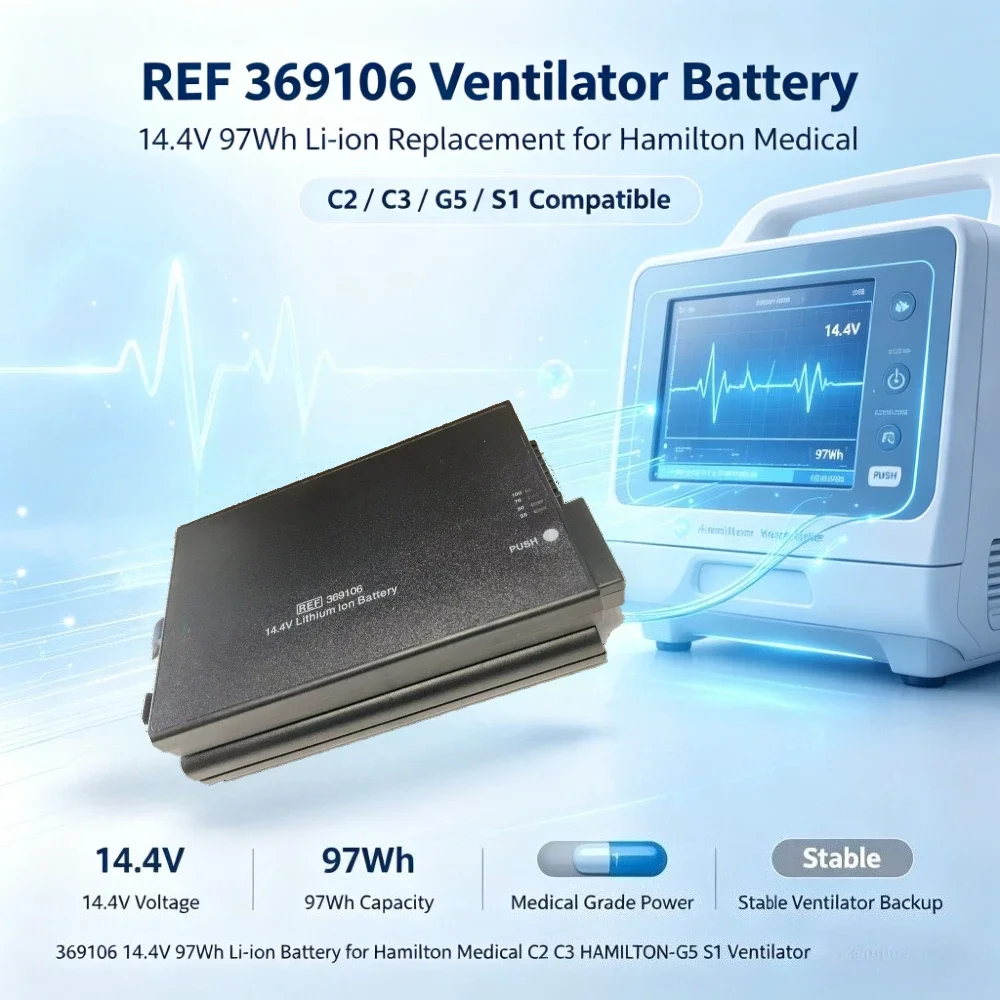369106 14.4V 97Wh Replacement Li-ion High Capacity Battery for Hamilton Medical C2 C3 HAMILTON-G5 S1 Ventilator REF No. 369106