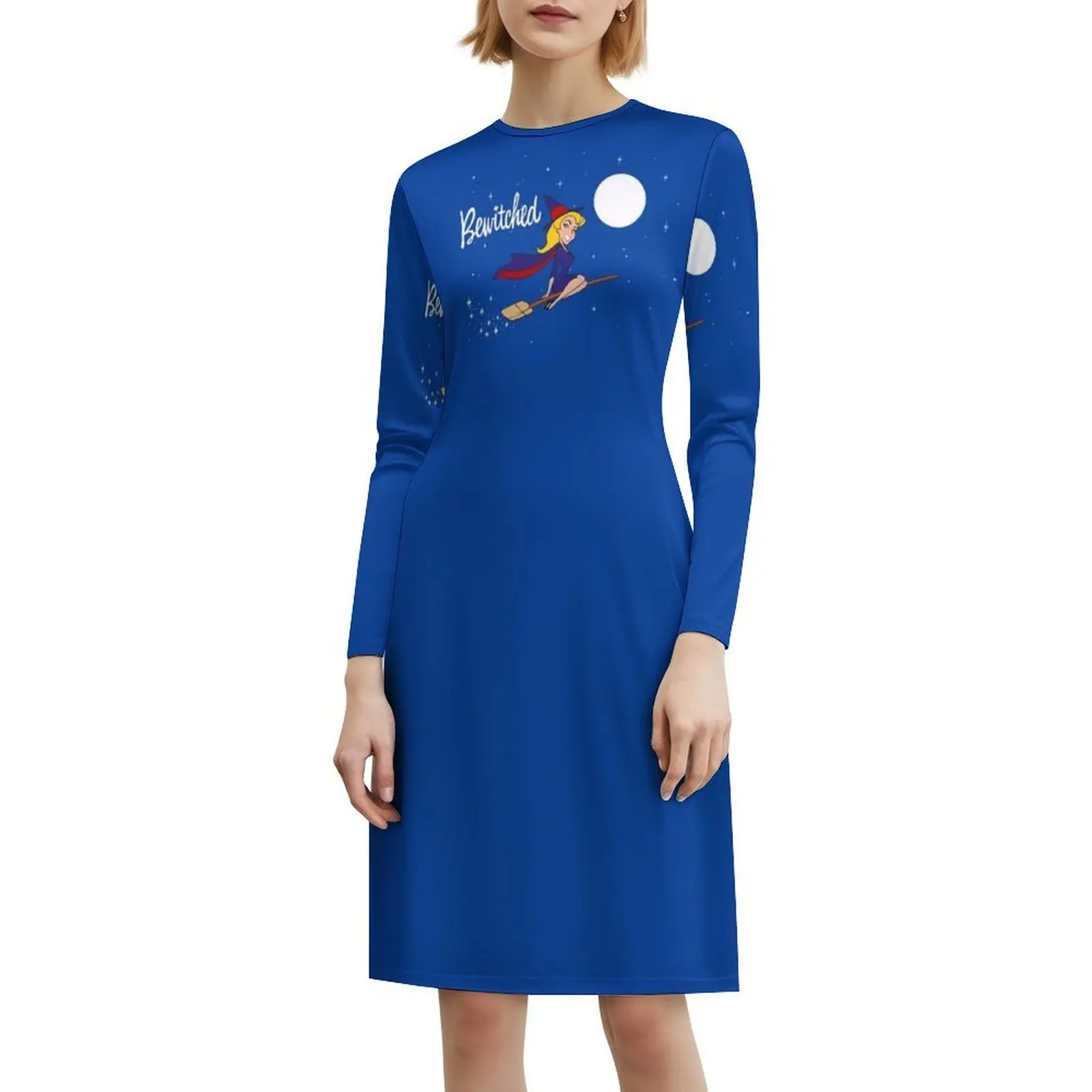 فستان قصير بتصميم كلاسيكي من Bewitched 60S للنساء على شكل حرف a فضفاض مناسب فستان يوم غير رسمي كارتوني مسحور إندورا دارين أنثى #6