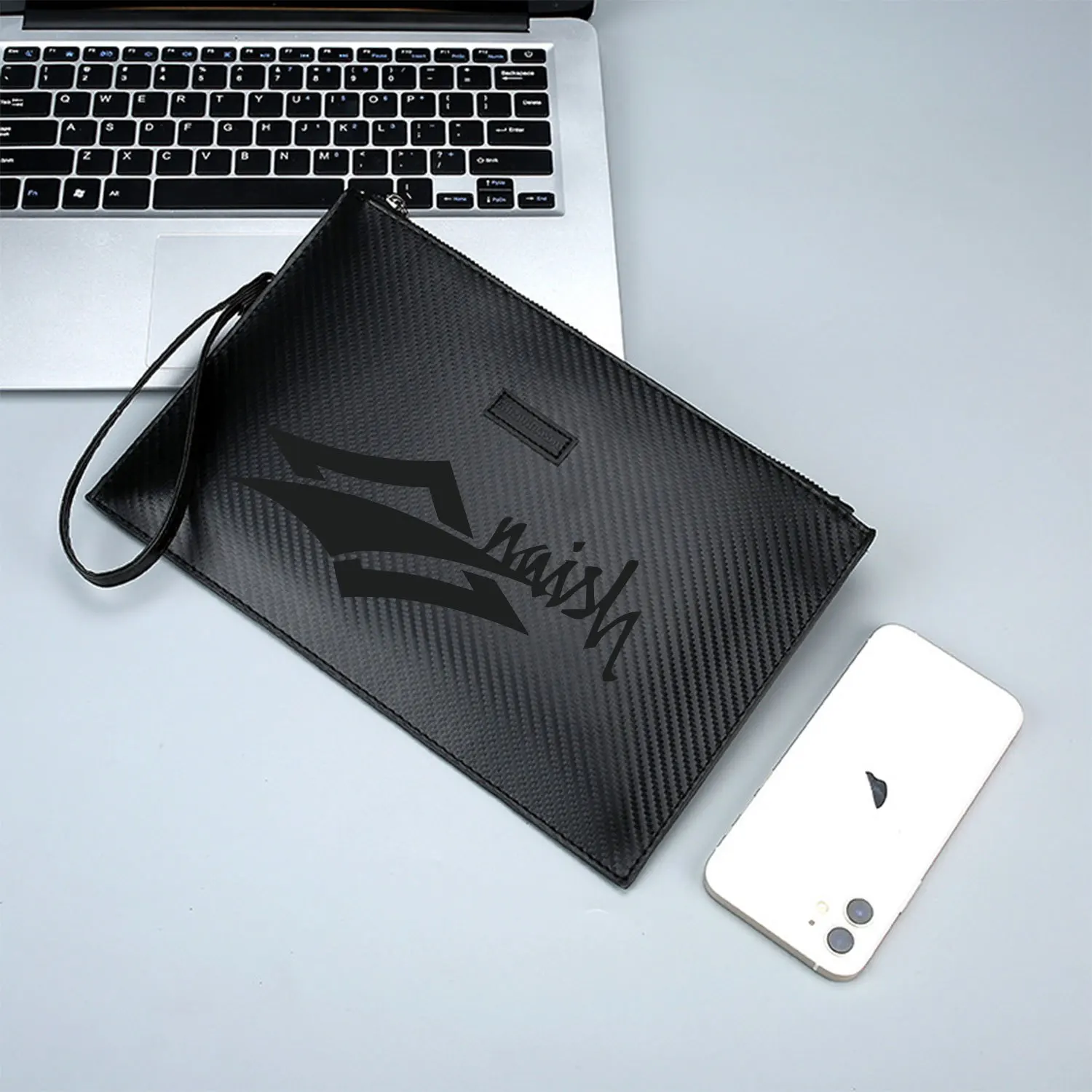 Abstract graphic design logo modern style Elegant Printed PU Men's Handbag Fashionable and Practical for Everyday Carry